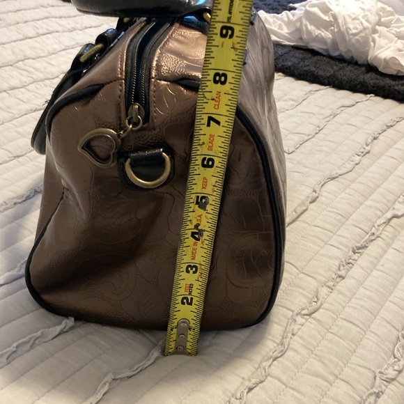 Gigi Hill Cooper Colored Floral Embossed Handbag. - Picture 8 of 10